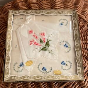 VINTAGE 50’s 2 BOXED HANDKERCHIEF NWOT MADE IN SWITZERLAND